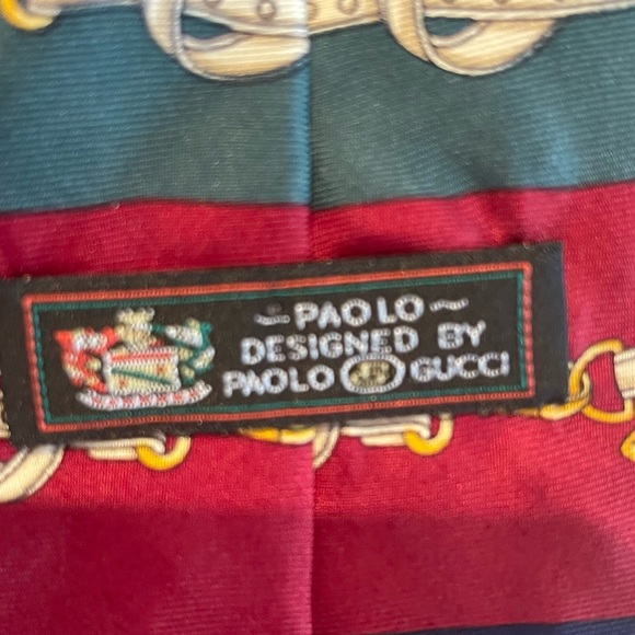 Vintage Paolo designs by Paolo Gucci green/red/blue with horse but logo necktie - Picture 4 of 4